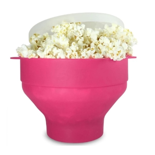 Popcorn Skål i Silikon - Foldbar pink