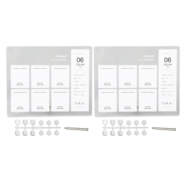 2 st Acrylic Naglarts Displaybräda 6 Färger Nageltips Prov Display Stativ Hållare för Naglartsdesign