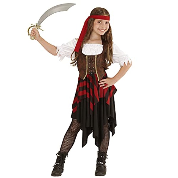 Widmann - Barndräkt pirat, klänning, korsett, pannband, temafest, karneval L