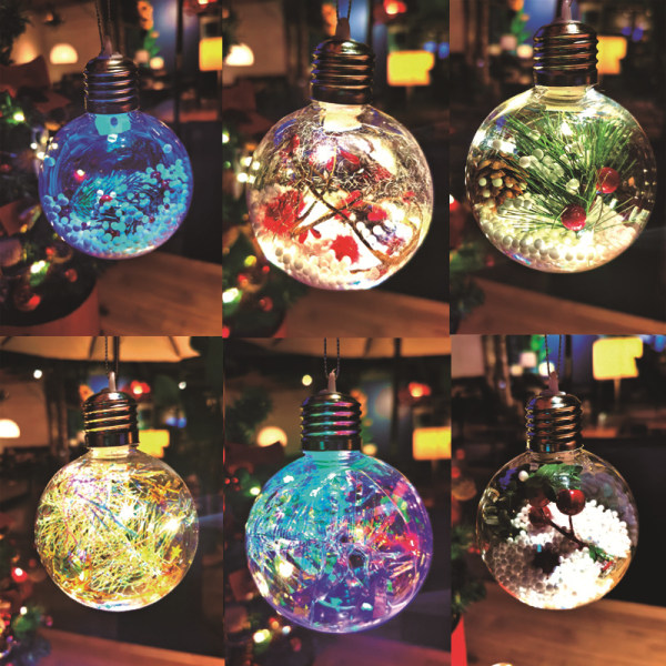 Juldekorationer Julkula Lysande färgglada bollmålade Transparent Ball Julgransdekoration A