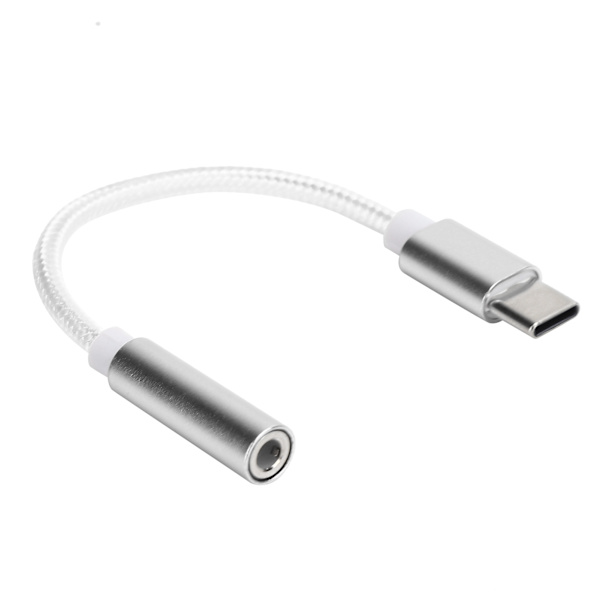 Typ C till 3,5 mm Aux Ljudadapter Flätad Ljudheadset Adapter för Letv / Xiaomi Vit