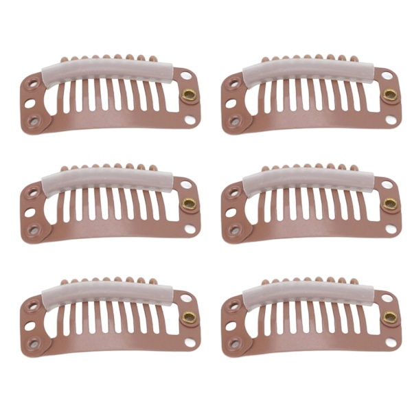 40 stk Hårvippklips Rustfritt Stål 9 Tenner Holder Hårforlengelse Hårstykke Klips 32mm Lys Brun