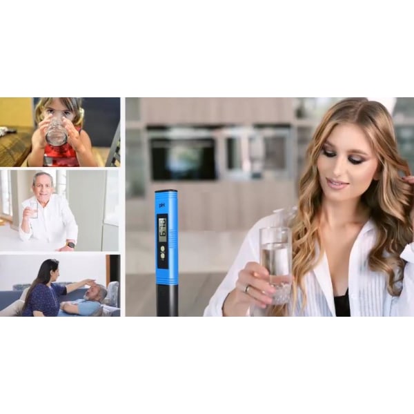 Digital pH-mätare för vatten Blå