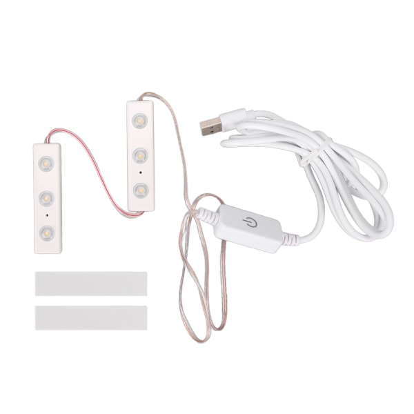LED sminkespeil lys Justerbar lysstyrke USB plugg inn DIY speilstrip lyspære 2 strenger (6 stk lysbrikker)