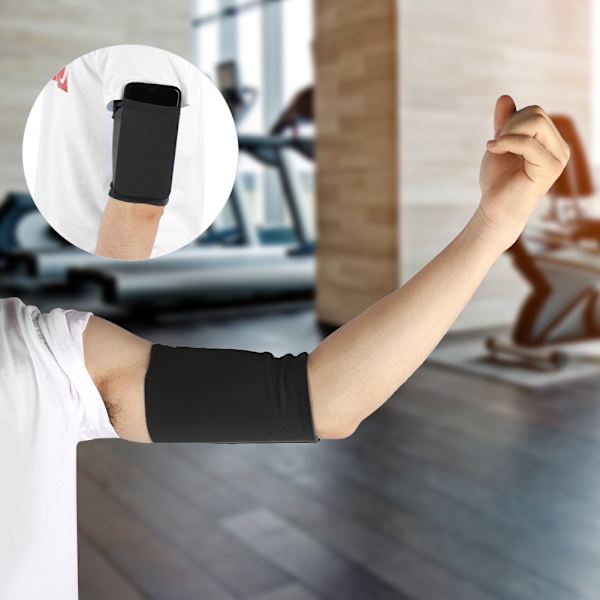 Andningsbar Sportärm Mobiltelefonväska Hög Elasticitet för Löpning Fitness Svart