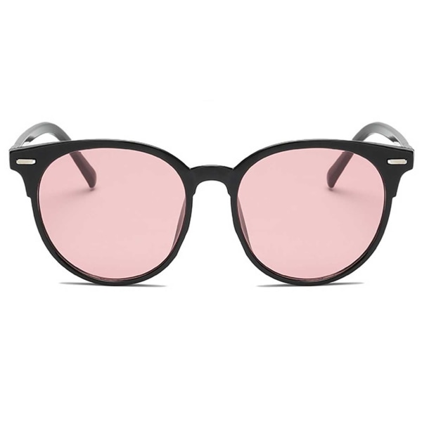 Runde Sorte Solbriller Rosa Glas + Senil Snøre Sort