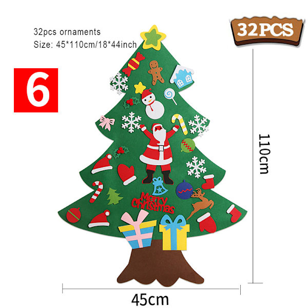 Filttrepynt til jul, filtstoff, ikke-vevd, gave, pedagogisk for barn, håndlaget DIY 5