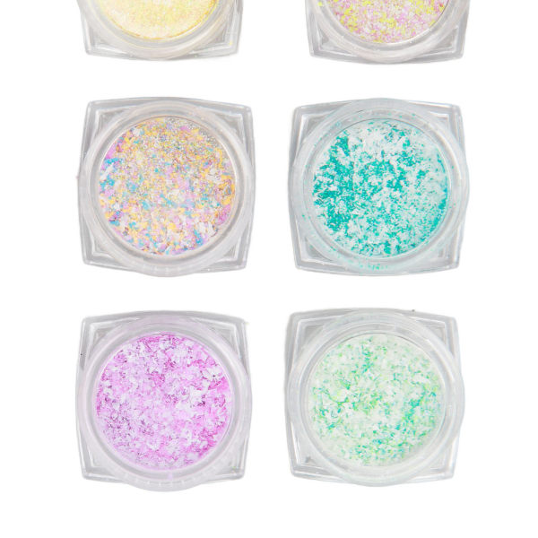 6 purkkia Nail Art Villapuuteri Sekoitettuja värejä Tee-se-itse Design Manikyyri Nail Art Decorations Nail Art Glitter Powder