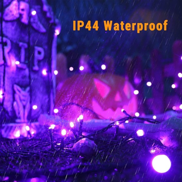 PhilzOps Halloween-dekorationsljusslinga, 20m 200 LED Lila Orange Höstljuskedjor Power 8 lägen Orange purple