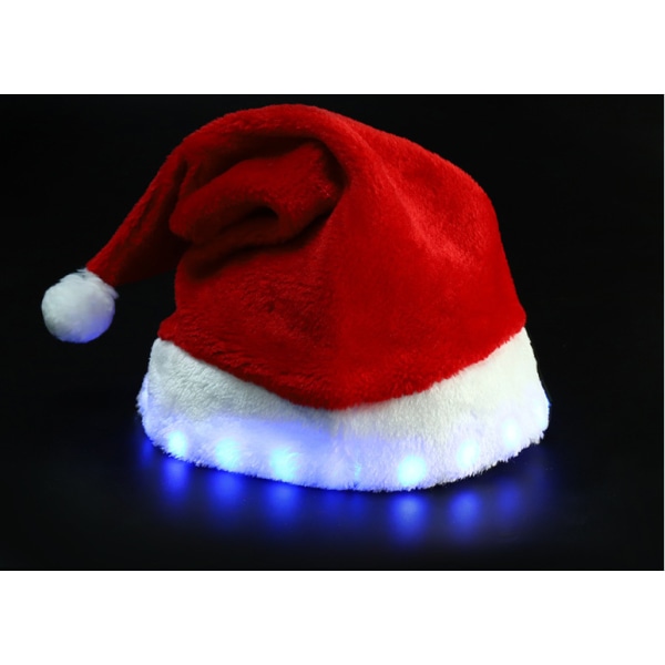 Julehat med fuld lysstyrke, lysende julehat med LED-blink Red Brim with Lights Average Size