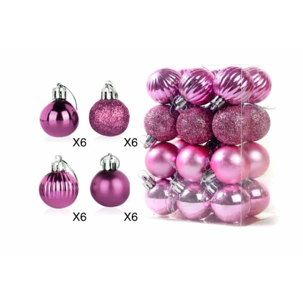 Julekule 3cm Galvanisert Lys Spesialformet Kule Plastkule Jul Juletre Pink 3cm Ball 24/S