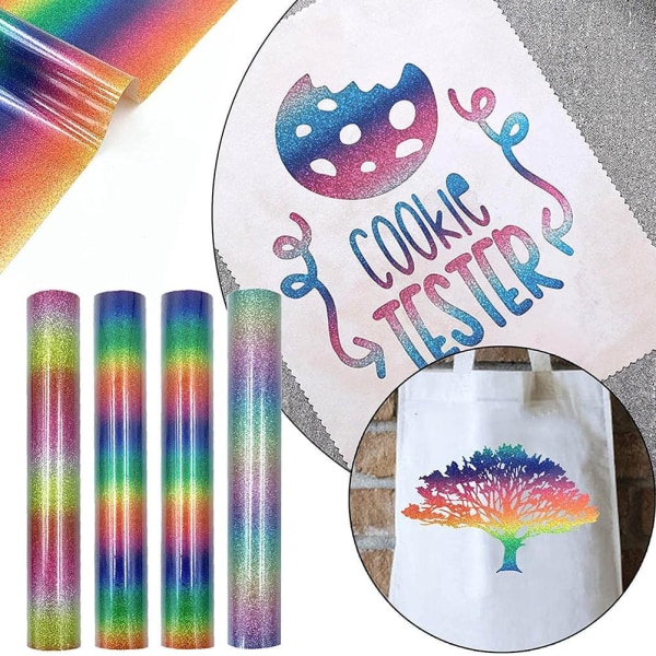 Gör självhäftande värmeöverföring självhäftande vinylpaket Plaggfilm Silhuett Papperstyg Holografisk Rainbow Craft Vinyldesign för telefon Laptop Kaffekoppar