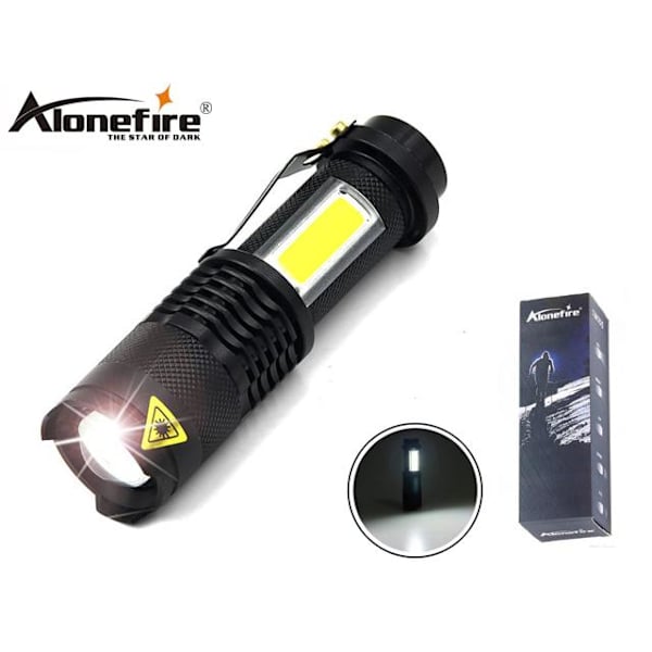LED-ficklampa 3W Cree XP-E Q5 LED 300 Lumen + COB + Zoom