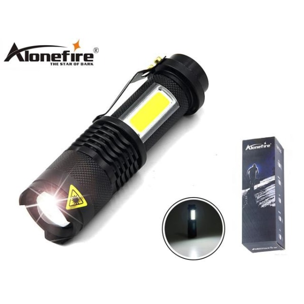 LED Lommelygte 3W Cree XP-E Q5 LED 300 Lumen + COB + Zoom