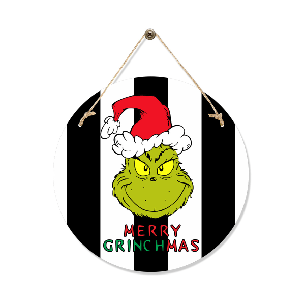 Christmas Grinch dør hengende Christmas Holiday Party Atmosfære dekorasjon anheng dør plate H