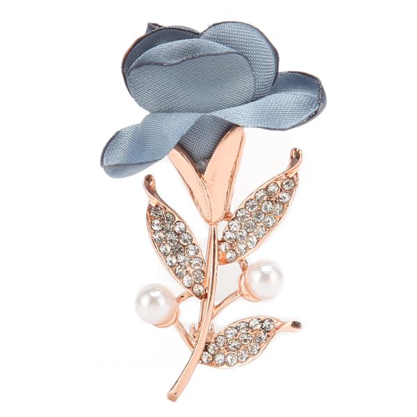 Brosch för kvinnor Blå Ros Strass Retro Elegant Stil Kristallbrosch för Fest Bröllop Födelsedag