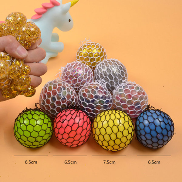 Fancy Squishy Mesh Bold Stress Relief Squeeze Druebold Hånd Fidget Legetøj Sensory Fun Legetøj