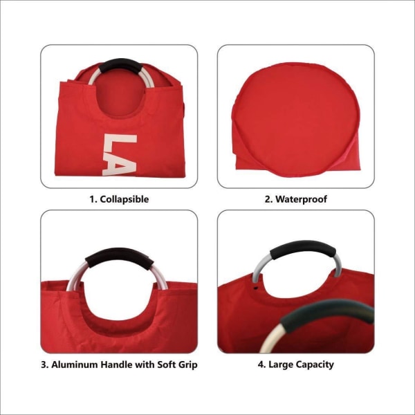 Stor hopfällbar tvättkorg väska (7 färger) för sovrum red