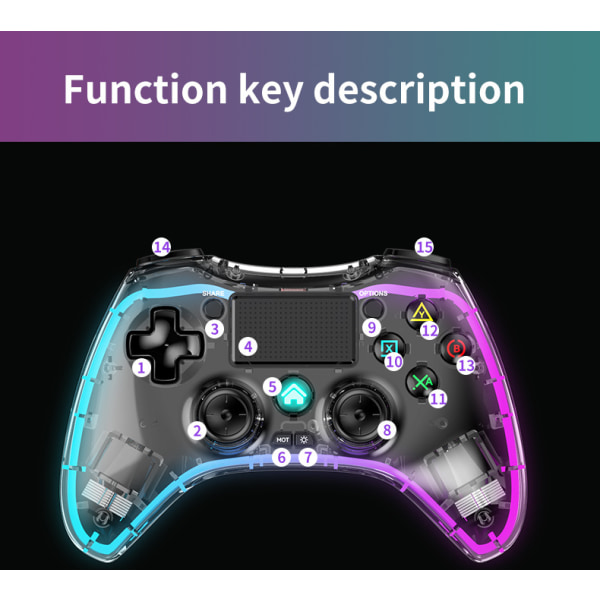 PS4 spilcontroller krystalklar transparent skal