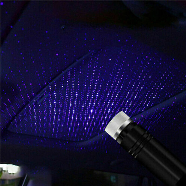 USB LED Bil Interiör Tak Star Night Light Lampa Blue+Purple