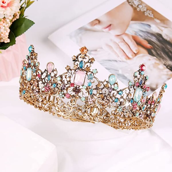 Teklemon Crown Damkrona för Bröllop, Barock Tiara Diadem