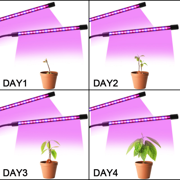 Växter, blommor, suckulenter, LED-tillväxtlampor, tidsinställd fullspektrum inomhusplantering, kompletterande belysning, vattentäta lampor Four tubes
