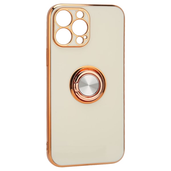 Matkapuhelimen kuori Rose Gold -sähköpinnoitettu rengaskuori Naisille Ultraohut Pehmeä TPU-puhelimen suojakotelo iPhone 13 Pro Valkoiselle