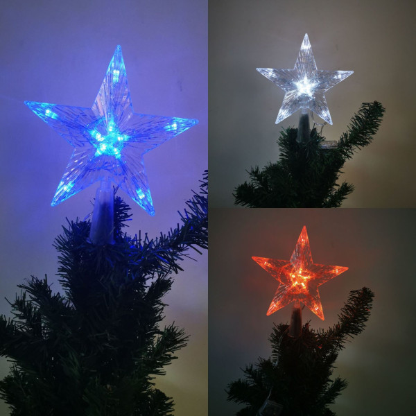 Joulukuusen Huippukohta LED-Valo Loistava Tähtivalo Viisikärkinen Tähti Värivalo Paristokotelo Huoneen Koristelu Color Small Size-10 led Battery