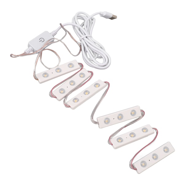 LED sminkespeil lys Justerbar lysstyrke USB plugg inn DIY speilstrip lyspære 6 strenger (18 stk lysbrikker)