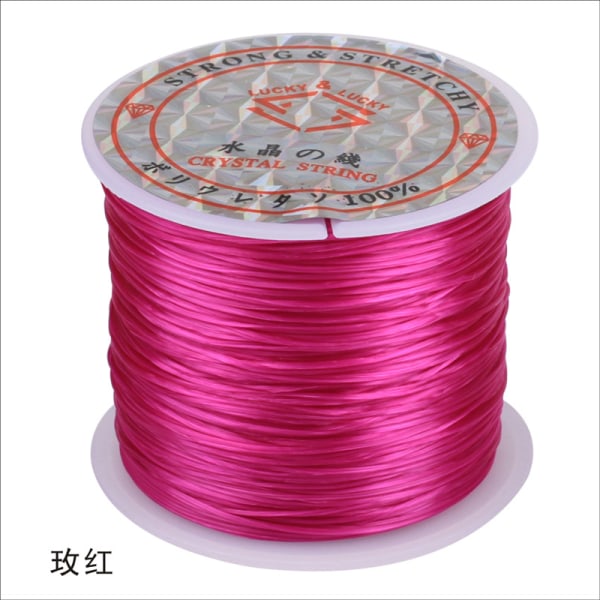 Färgad elastisk tråd, kristalltråd, pärltråd, armbandstråd, -60 meter vävt armband DIY Rose red