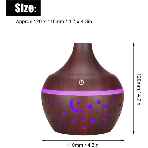 300ml USB Luftfuktare Träkorn Aromaterapi Diffuser