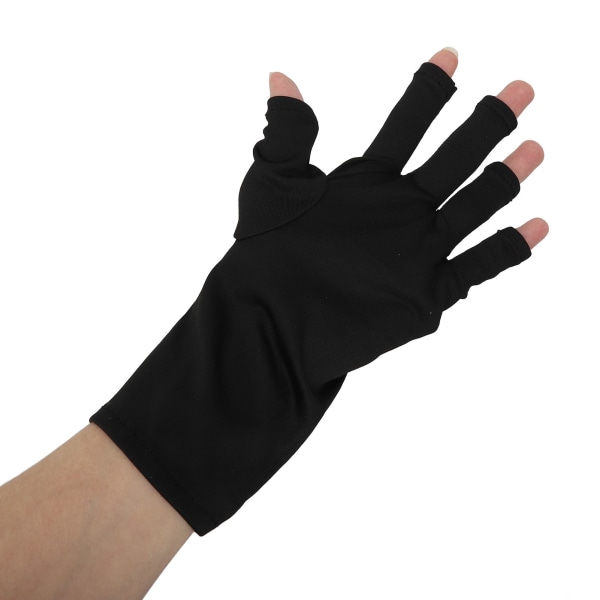2 par UV-handsker Fingerløse Fremragende Elasticitet Art UV-blokeringshandsker til Nail Gel-tørrer Sort