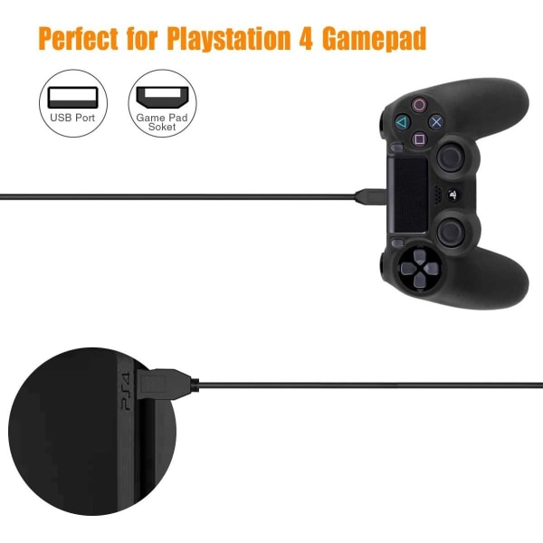 2-Pack Playstation 4 / PS4 Laddkabel För handkontroll 3m Svart
