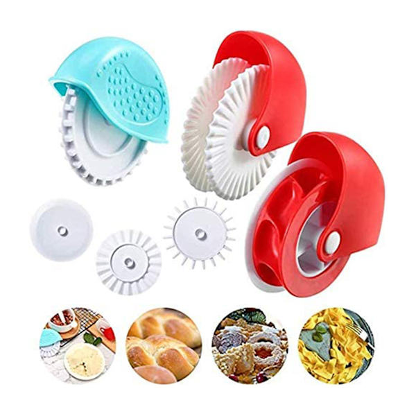 6 st Degskärare i Plast, Hjulrulle för Bakverk, Dekoratör, Köksbakverktyg för Pajdeg, Pasta, Pizza Dekoration
