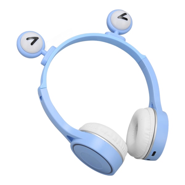 Børns Bluetooth-hovedtelefoner, sammenklappelige HiFi-stereotegneseriebørneheadset med mikrofon og LED-lys til hjem, rejser, skole, blå