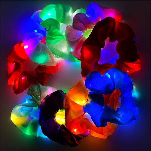 Mode-LED Glitter Hårbånd Scrunchies Koreansk Pige Farverige Sat