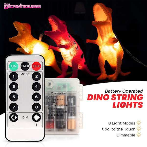 Dinosaurie ljus slinga batteridriven dino lampor 12 ljus