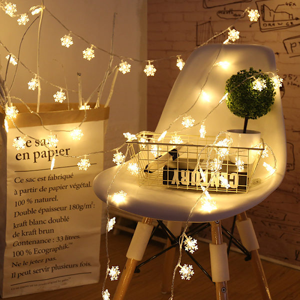 Snefnug Lyskæde Julelys LED Farvet Lampe Batteriboks Lysstreng 3M20led Color-Battery