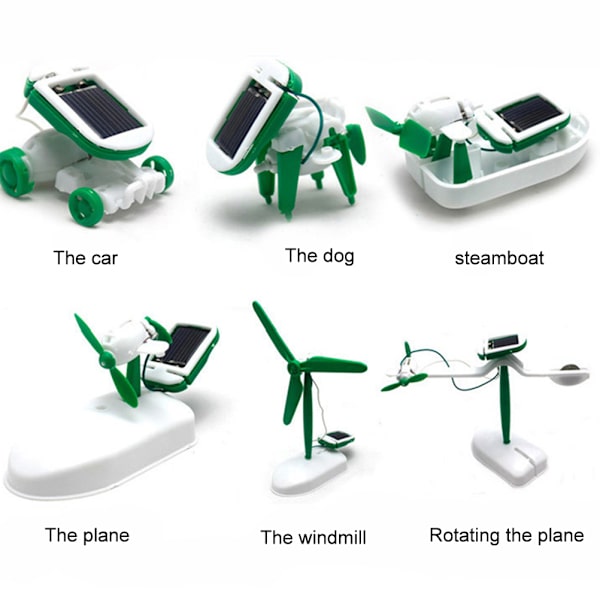 6-i-1 DIY Utbildningslärande Solrobot Sats Barnleksaker Present Självmonterad Solenergi Vetenskapssats