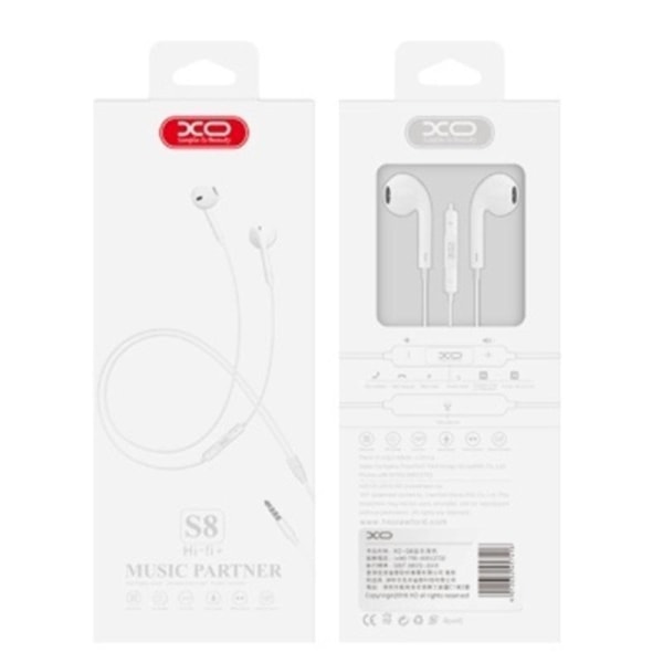 XO-kuulokkeet äänenvoimakkuuden säätimellä iPhonelle - 3,5 mm valkoinen