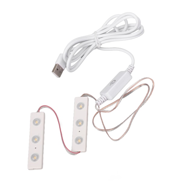 LED Sminke Speil Lys Justerbar Lysstyrke USB Plugg i DIY Speil Stripe Lys Pære 2 Strenger (6 stk Lysbrikker)