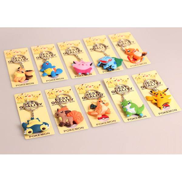 10 Magiska Baby Pet Elf Nyckelringar Pikachu Miaofrog Snorlax Sandshrew Snabb Draken Hänge 10 Pieces