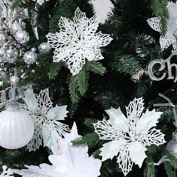 Sunshine smile 12 stykker blomster til julepynt, juledekoration blomster gold