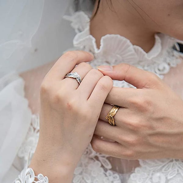 Englering Retro Englevingsring Justerbar Statement Ring Valentinsdagsgave til Par