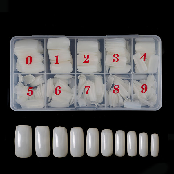 500 stk Eske Nail Tips Manikyr Fransk Semi-Nail Sticky Full Cover Nail Tip Nail Tip White