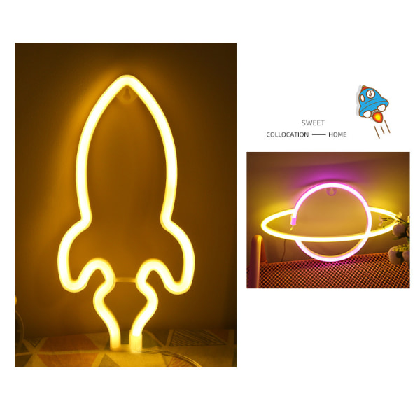 LED Planet Rocket Neonlys i Farverig Stil 15
