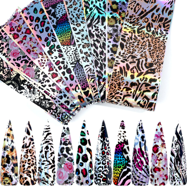 20 st Nail Art Transferfolie Dekaler Leopard Nail Art Folie Transfer Rulle Set Nagelomslag Dekal Kit