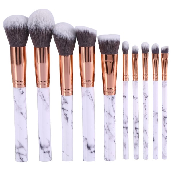 10 stk. Professionelle makeupbørster - Marmor 1