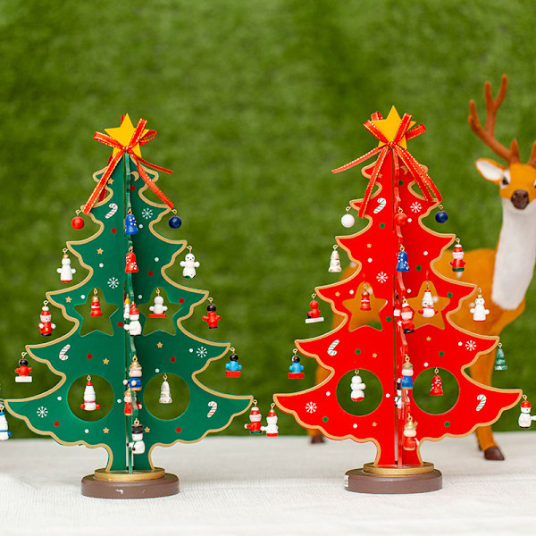 2 st Mini Julgranar i Trä för Skrivbord