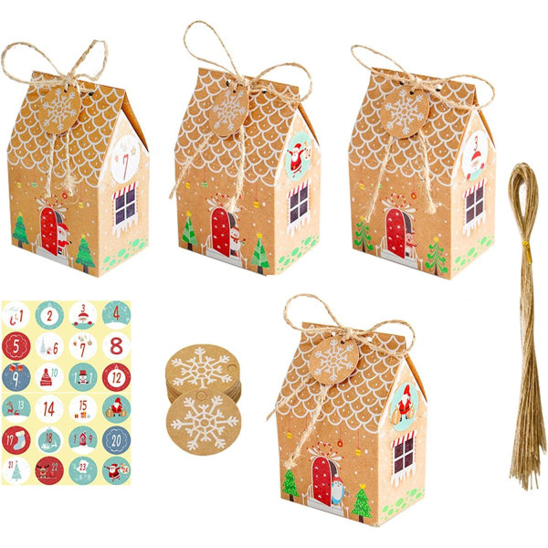 Christmas paper candy bags 1-24 number Christmas countdown gift